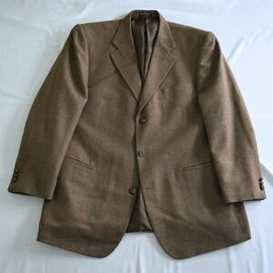 Hardy Amies 46L Brown Soft Tweed 100% Wool Mens Sport Jacket Pants Suit
